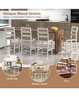 Slickblue Set of 2 Counter Bar Stool with Inclined Backrest and Footrest-Grey