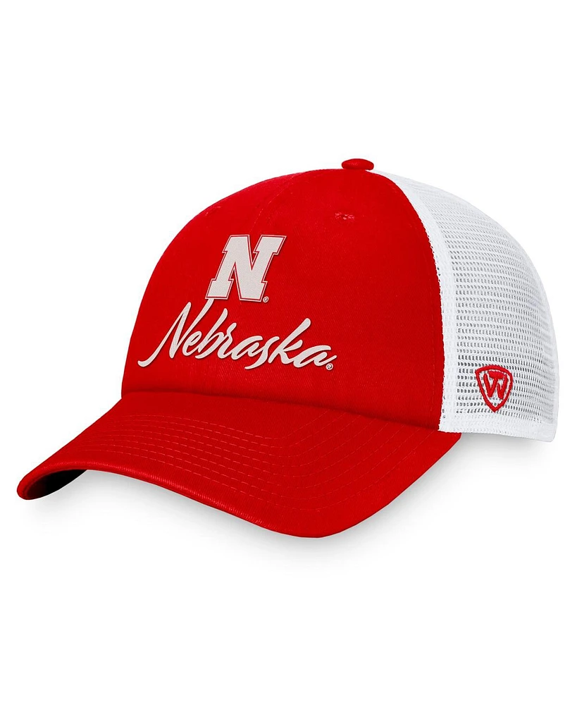 Top of the World Women's Scarlet/White Nebraska Huskers Charm Trucker Adjustable Hat