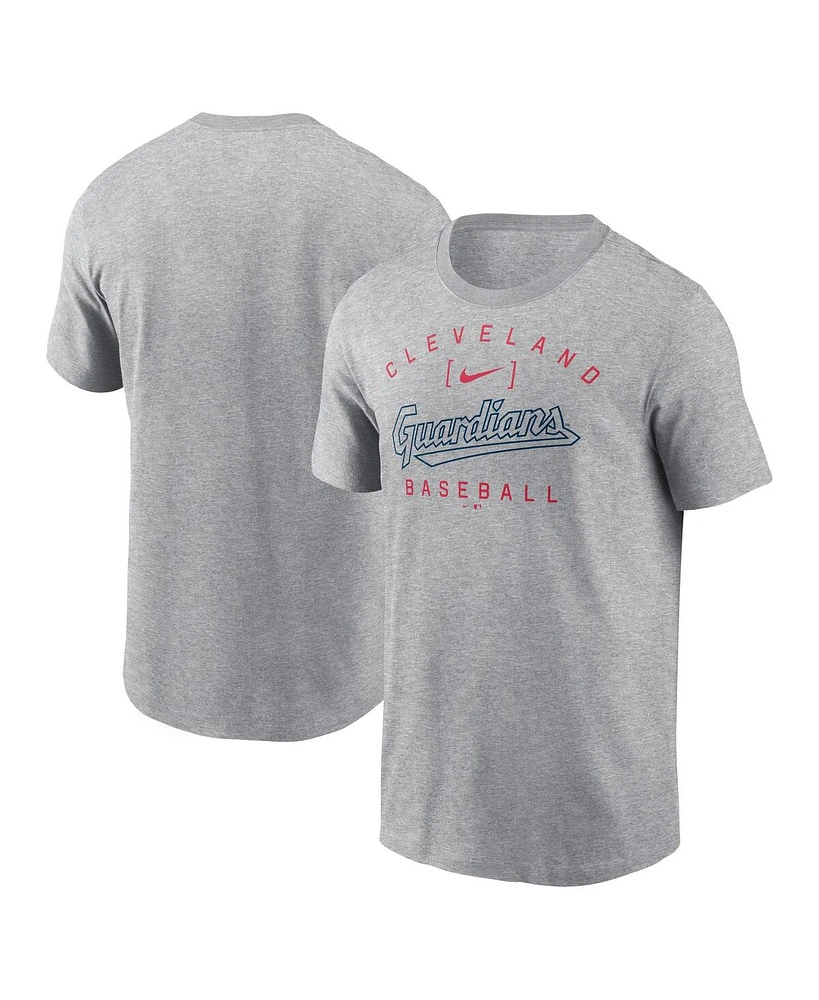 Nike Men's Heather Gray Cleveland Guardians Home Team Athletic Arch T-Shirt