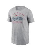 Nike Men's Heather Gray Cleveland Guardians Home Team Athletic Arch T-Shirt