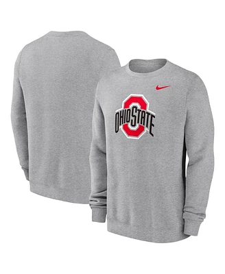 Nike Men's Heather Gray Ohio State Buckeyes Primetime Evergreen Fleece Pullover Sweatshirt