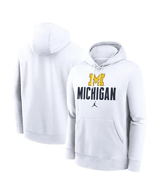 Jordan Men's White Michigan Wolverines Primetime Club Fleece Pullover Hoodie