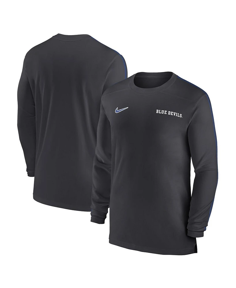 Nike Men's Duke Blue Devils 2024 Sideline Coach Uv Performance Long Sleeve T-Shirt