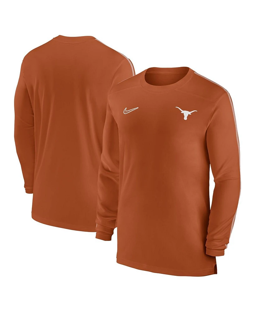 Nike Men's Texas Longhorns 2024 Sideline Coach Uv Performance Long Sleeve T-Shirt