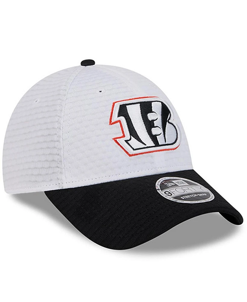 New Era Men's White/Black Cincinnati Bengals 2024 Nfl Training Camp 9FORTY Adjustable Hat