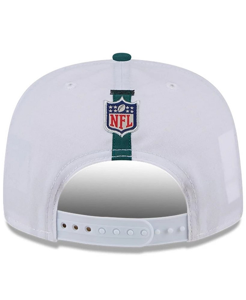 New Era Men's White/Green Philadelphia Eagles 2024 Nfl Training Camp Golfer Snapback Hat