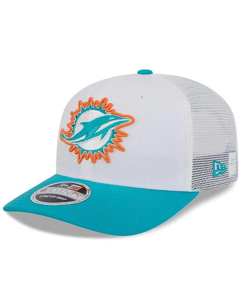 New Era Men's White/Aqua Miami Dolphins 2024 Nfl Training Camp 9SEVENTY Trucker Hat