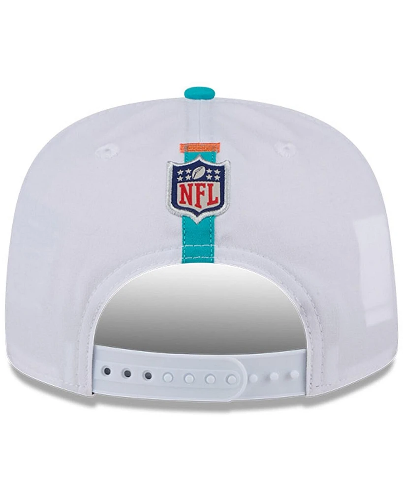 New Era Men's White/Aqua Miami Dolphins 2024 Nfl Training Camp Golfer Snapback Hat