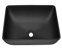Black Matte Rectangular Vessel Sink with Faucet and Drain