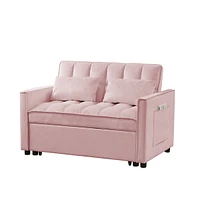 Streamdale Furniture Pink Velvet Loveseat Sofa Bed