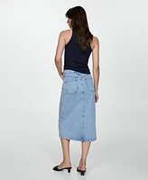 Mango Women's Slit Denim Skirt