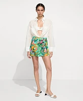 Mango Women's Bow Detail Printed Mini-Skirt