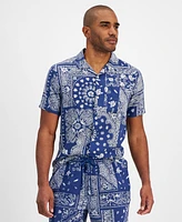 Sun + Stone Men's Klaus Short Sleeve Button-Front Printed Shirt, Created for Macy's