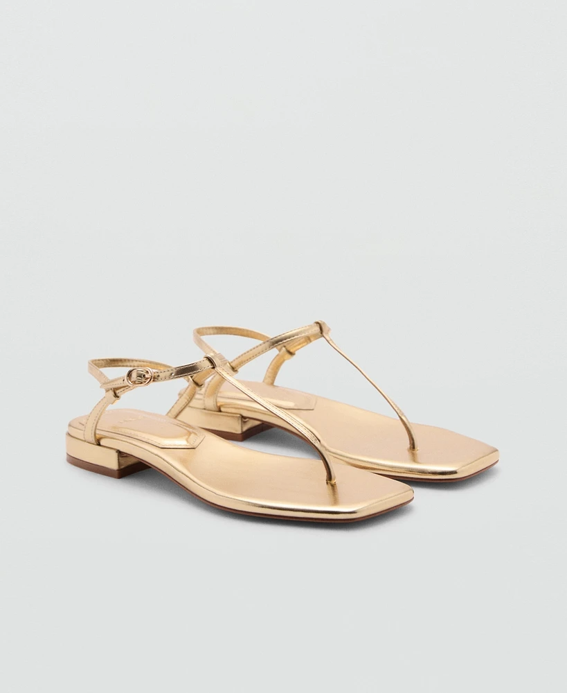 Mango Women's Metallic Strap Sandals