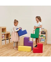 ECR4Kids SoftZone Brainy Building Blocks, Earthtone, 7-Piece