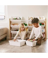 ECR4Kids 4-Tier Organizer with 20 Bins, Natural/Primary, 1