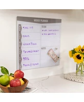 ECR4Kids MessageStor Magnetic Dry-Erase Glass Board with Magnets, 17.5in x 17.5in, Grey, 2-Pack