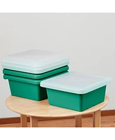 ECR4Kids Square Bin with Lid, Fern Green, 4-Pack