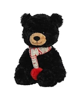 Aurora Large Bundled Bear Erik Holiday Festive Plush Toy Black 14"