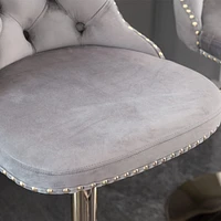 Set of 2 Gray Velvet Bar Stools, Adjustable Height