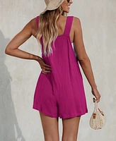 Cupshe Women's Patch Pocket Pinafore Romper