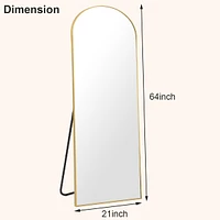 Homlux 21"x64" Arched Full Length Mirror with Gold Aluminum Frame, Free Standing, Leaning, Wall Mounted