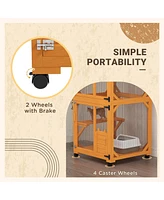 Streamdale Furniture Spacious Indoor/Outdoor Rolling Cat Condo with High Places