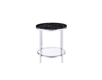 Simplie Fun Virlana End Table, Faux Black Marble & Chrome Finish