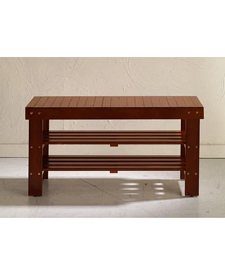 Streamdale Furniture Pina Quality Solid Wood Shoe Bench, Cherry Finish