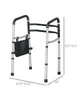 Homcom Toilet Safety Rails with Adjustable Height, Silver