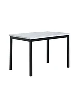 Streamdale Furniture Noyes Metal Dining Table with Laminated Faux Marble Top, Off-white