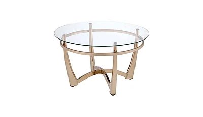 Simplie Fun Orlando Ii Coffee Table in Champagne & Clear Glass