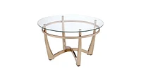 Simplie Fun Orlando Ii Coffee Table in Champagne & Clear Glass