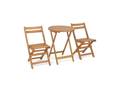 Slickblue 3 Pieces Folding Patio Bistro Set with Slatted Tabletop