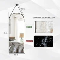 Homlux Arched Wall Mounted Mirror 16"x48" in Black