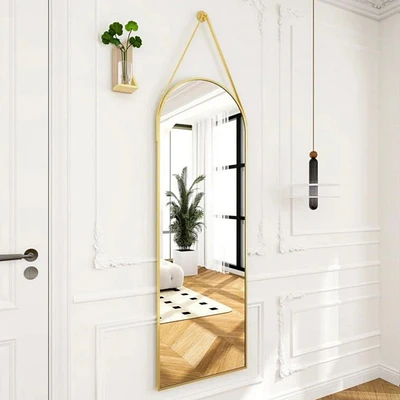 Homlux Arched Wall Mounted Mirror 16"x48" in Gold