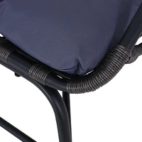 Modern Basket Chair Grid Design, Faux Rattan, Metal Frame, Cozy Comfort