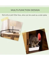 Streamdale Furniture Spacious Cat Litter Cabinet with Storage, Plush Cushion, and Magnetic Doors