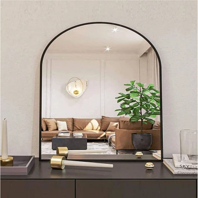 Homlux Arched Wall Mounted Mirror 26"x38" in Black