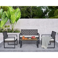 Streamdale Furniture Versatile Outdoor Patio Conversation Set with Rattan and Acacia Wood