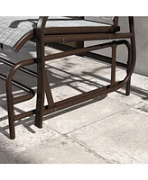 Breezy Glider Loveseat with Built-In Table for Patio Conversations