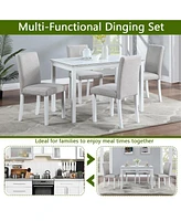 Simplie Fun Elegant 5-Piece Dining Set with Acrylic Crystals and Upholstered Chairs