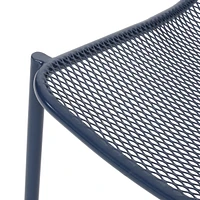 Stackable Matte Navy Blue Iron Chairs for Sun-Soaked Summer Days