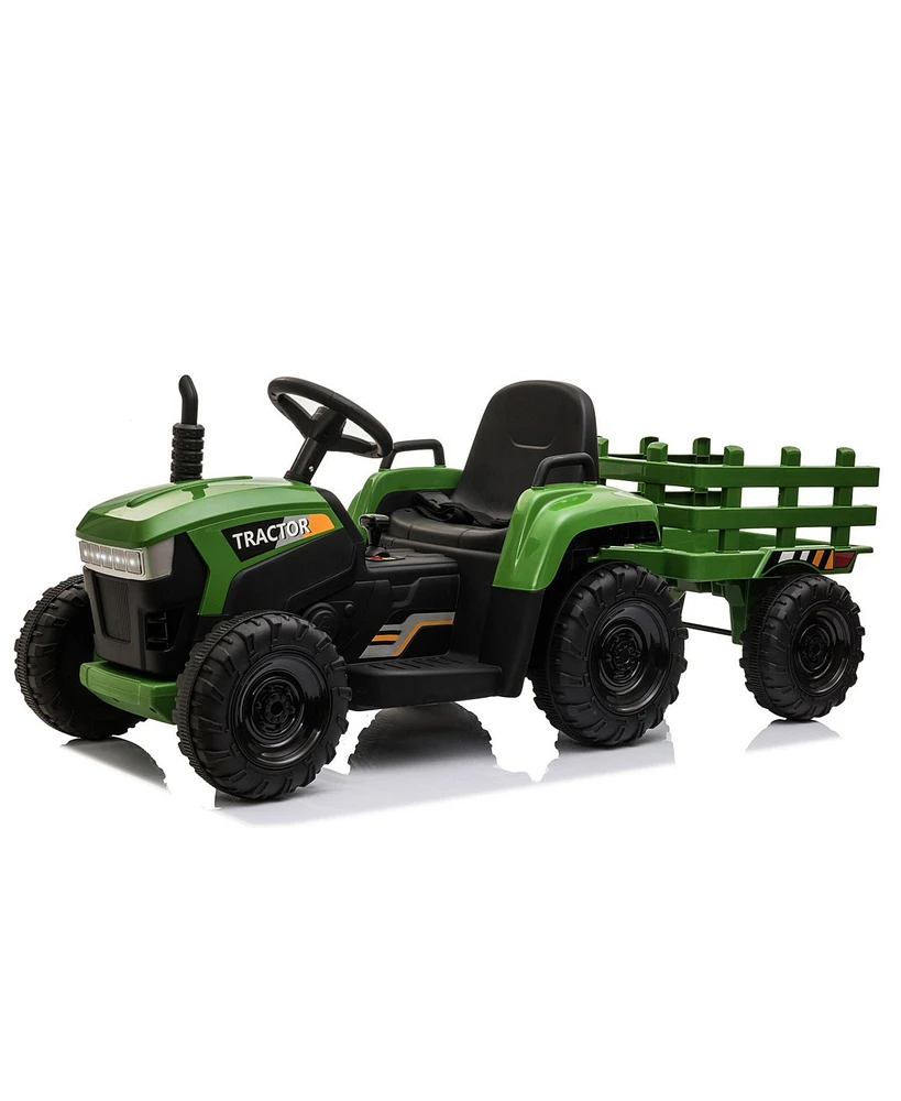 Streamdale Furniture Kids Ride-On Tractor with Trailer & Lights, Perfect Gift for Ages 3-6