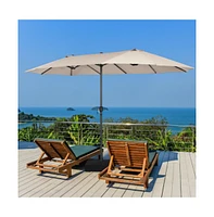 Slickblue 15 Feet Double-Sided Patio Umbrellawith 12-Rib Structure