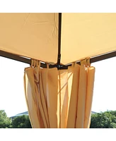 Streamdale Furniture Elegant Double Canopy Gazebo with Privacy Curtains and Stylish Motifs