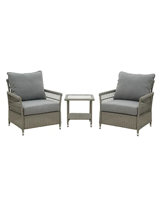 Mondawe 3-Piece Outdoor Patio Rattan Wicker Patio Conversation Set for Garden Backyard