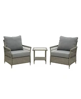 Mondawe 3-Piece Outdoor Patio Rattan Wicker Patio Conversation Set for Garden Backyard