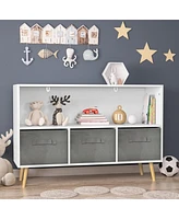 Streamdale Furniture Kids Bookcase with Fabric Drawers & Toy Storage