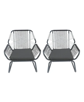 Simplie Fun Stylish Rope & Steel Club Chairs Comfort and Durability